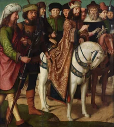Romerska soldater och judiska domare (olja på panel)