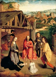The Nativity, ca 1490, av Gerard David (ca 1460-1523)