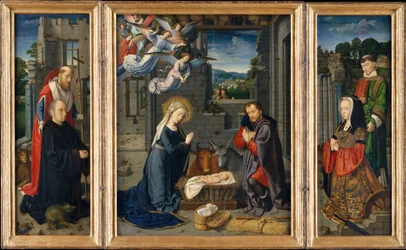 Födelsekyrkan med donatorer och heliga Jerome och Leonard, ca 1510–1515 (olja på duk)