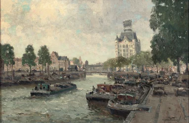Utsikt över Witte Huis, Rotterdam (olja på duk)