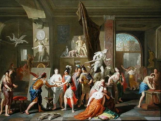Apelles målar Campaspe (olja på panel)