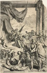 Studie för Simeon och Levi dräper sichemiterna, från Figures de la Bible