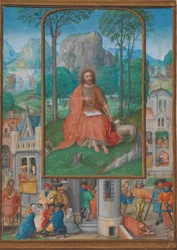 Manuskriptbelysning med scener ur Johannes Döparens liv, ca. 1515.