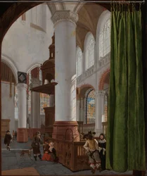 Interiör av Oude Kerk i Delft Interiör av Oude Kerk i Delft, med en Trompe-l
