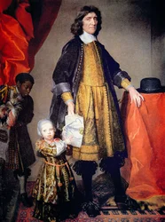 Porträtt av Cecilius Calvert, 2nd Lord Baltimore of Maryland, med hans barnbarn och houseboy (olja på duk)