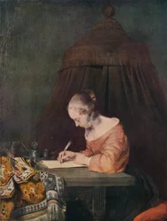Kvinna som skriver ett brev, c1655, 1938
