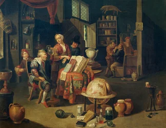Charlatan, olja på duk av Gerard Thomas (1663-1721), Belgien
