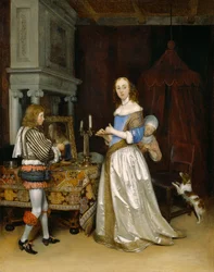 Dam vid hennes toalett, ca 1660