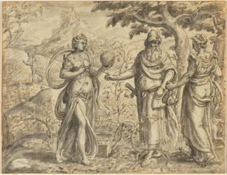 Fröet mottaget bland törnarna, från liknelsen om såmannen, ca. 1573.