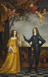 Dubbelporträtt av Vilhelm II (1626-1650), Prins av Orange, och hans hustru Mary Stuart (1631-1660).