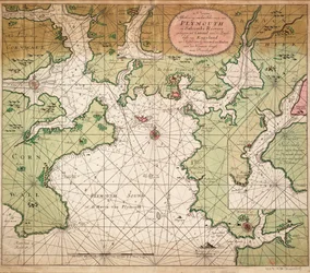 Karta över Plymouth Sound, från Greenville Collins karta över Engelska kanalen från 1693
