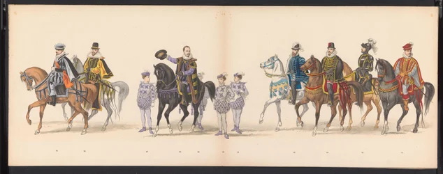 Masquerade of the Leiden Students, 1875 (skylt 5) Maskerad som hölls av medlemmarna i Leidens studentkår den 15 juni 1875 för att fira 300-årsjubileet av Leidsche Hoogeschool, föreställande Leidsche Hoogeschool, avbildad i