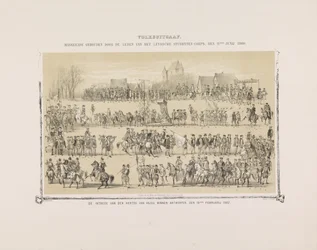 Folkets upplaga. Maskerad som hölls av medlemmarna i Leydsche Studenten-Corps, 11 juni 1860. Hertigen av Anjous inresa i Antwerpen, 19 februari 1582. (titel på objekt)