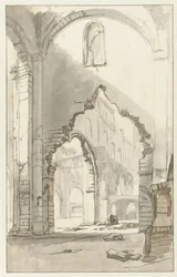 Interiör av Nieuwe Kerk i Amsterdam, efter den stora branden 1645