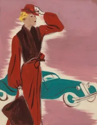 Dammode 1930-tal / klänning med stole / Hartung