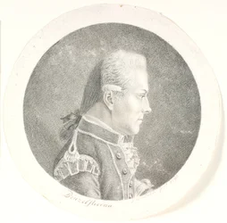 Porträtt av Lars Benzelstjerne, svensk sjöofficer (1759-1808). Byst bild. Profil till höger