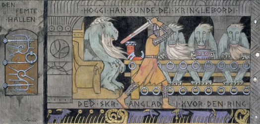 Den femte salen - Munthe, Gerhard (1849-1929) - 1902-1904 - Olja på duk - 62x128 - Nationalmuseet för konst, Oslo