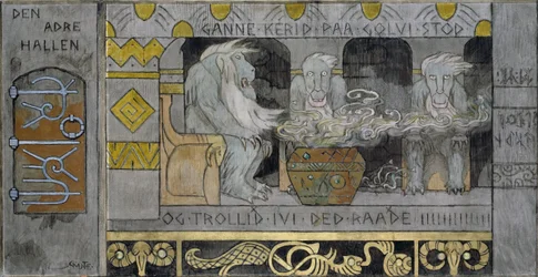 Den andra salen - Munthe, Gerhard (1849-1929) - 1902-1904 - Olja på duk - 62,5x119,5 - Nationalmuseet för konst, Oslo