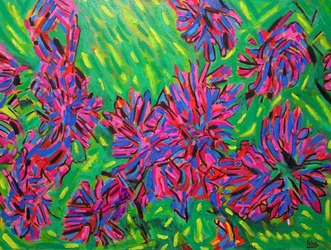 Abstrakta imaginära blommor, 2021 (olja på duk)