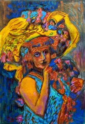 Flowered Damsal II, 2023 (olja på duk)