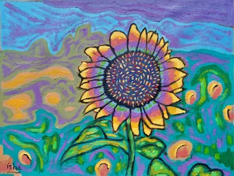 Joyous Sunflower I, 2024 (olja på duk)