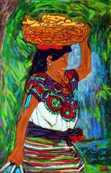 Mayan Banana Woman, , 2019, olja på duk