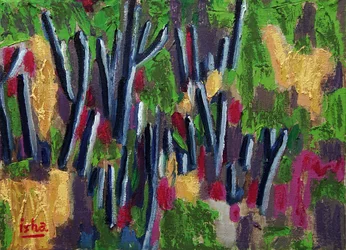 Spring Saguaros, 2018 (olja på duk)