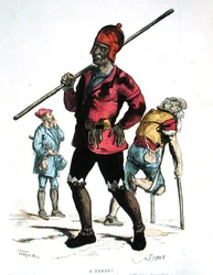Skorstensfejare i det femtonde århundradet (färggravyr)