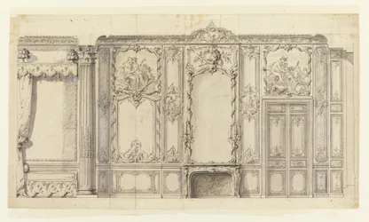 Vägghöjning av Prince de Rohans sovrum, Hôtel de Soubise, Paris
