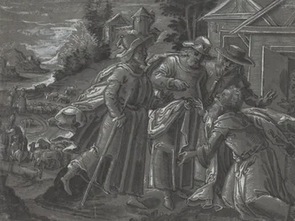 Abraham underhåller änglarna [verso]