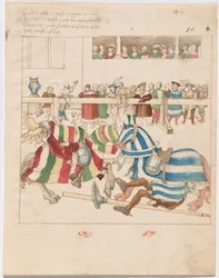 Mock Joust of War med fasta sköldar