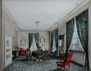 A Drawing Room Interior, c.1855 (akvarell på papper)