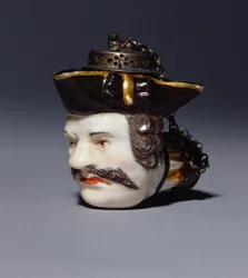 En pipskål för porträtt av Meissen modellerad som huvudet av Schmiedel, ca 1750 (porslin)