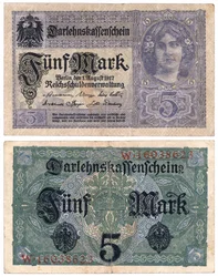 En femmarkssedel, 1917 (recto and verso)