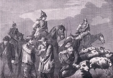 En födosöksfest, Cassells historia om kriget mellan Frankrike och Tyskland publicerad av Cassell and Company Limited, ca 1890 (litho)