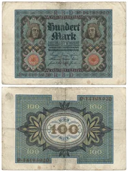 Hundramarkssedel, 1920 (recto och verso)