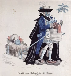 En man skyddad mot kolera under epidemin 1832