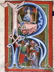 Lägg till 16950 f.106v (detalj) Scener från Kristi liv (vellum)