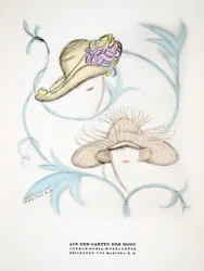 Annons för hattar av Conrad Sonja, ur Styl, utg.1922 (pochoirtryck)