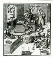 En europeisk mynta från tidigt 1500-tal, från Der Weisskunig (gravyr)