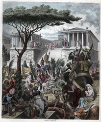 Antikens historia. Grekland. Jupiters tempel i Pergamum. Tysk ... (gravyr)