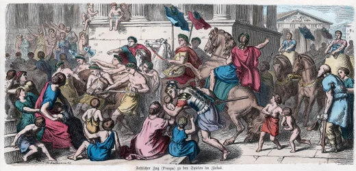 Antikens historia. Rom. Procession till cirkusen ... (gravyr)