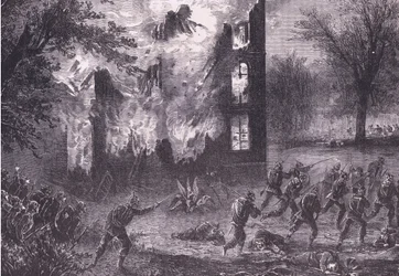 Attack på en avancerad fransk position, Cassells historia om kriget mellan Frankrike och Tyskland publicerad av Cassell and Company Limited, ca 1890 (litho)