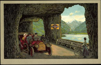 Fordon i tunnel, Excelsior Pneumatics (litografi)