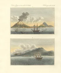 Banda och Sundagatan (färgad gravyr)