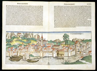 Fågelperspektiv av Constance från Nürnbergkrönikan av Hartmann Schedel (1440-1514) 1493