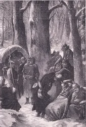 Bivack i snön, Cassells historia om kriget mellan Frankrike och Tyskland publicerad av Cassell and Company Limited, ca 1890 (litho)