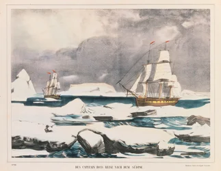 Brittisk polarforskare kapten Ross expedition till Antarktis, publicerad av J. Scholz, Mainz, mellan 1839-42
