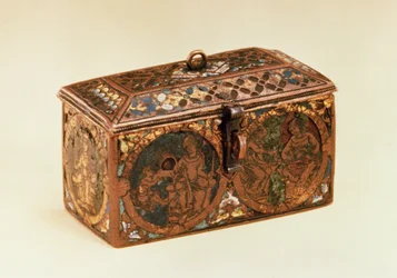 Skrin, 1200-tal (champleve-emalj på koppar)