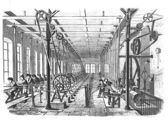 Barnarbetare i pappersfabriken i Aschaffenburg, Tyskland, 1858